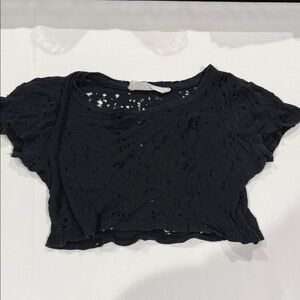 Emma & Sam Distressed Black Crop Top